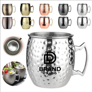 16oz Beer Vodka Copper Cup Classic Stainless Steel Round Hammered Moscow Mule Mug
